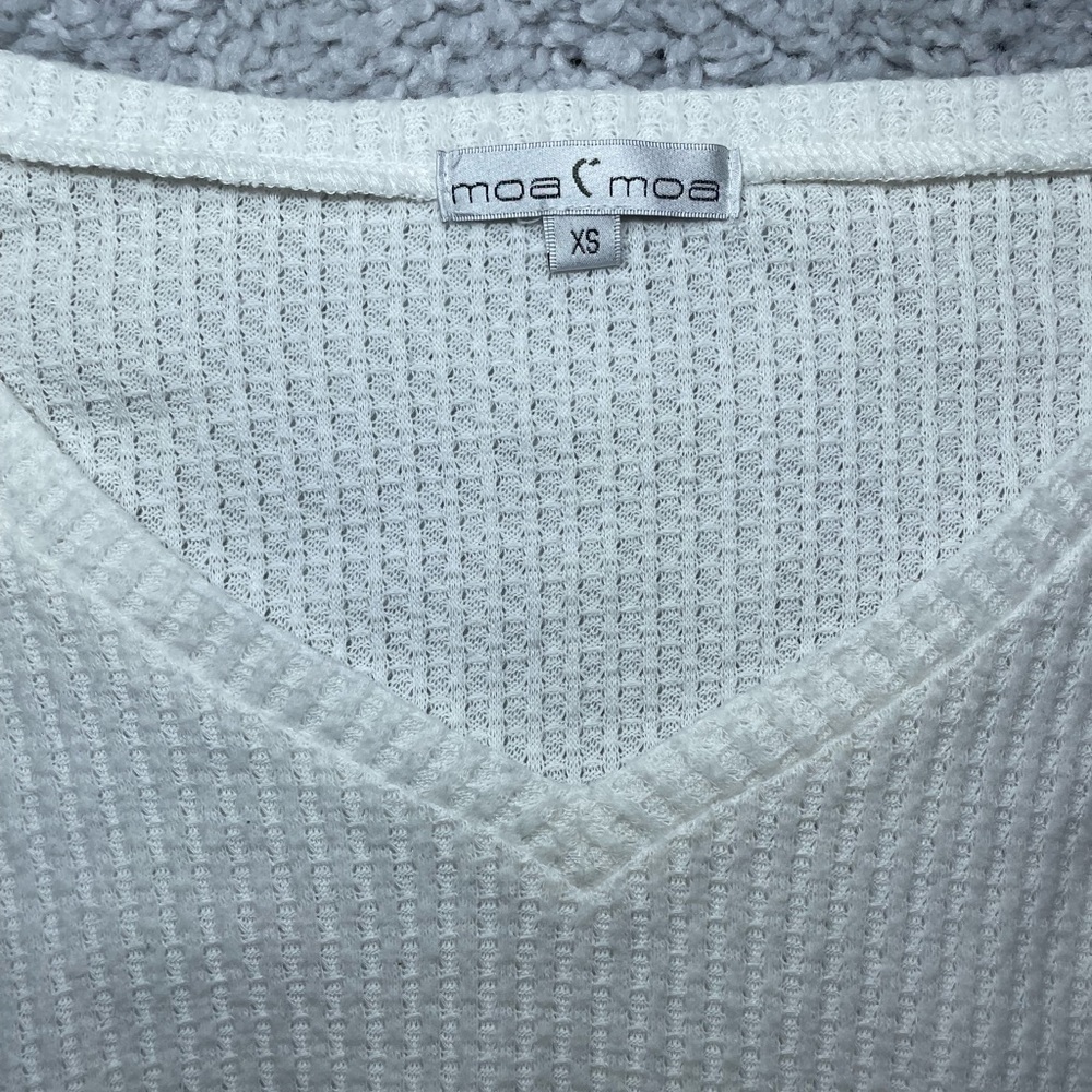 Moa Moa top Womens XS Waffle Knit V-Neck Long Sleeve Layering Warm Comfy Soft - Picture 2 of 5